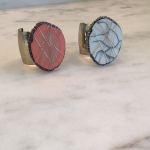 2 adjustable stones cuff bracelets